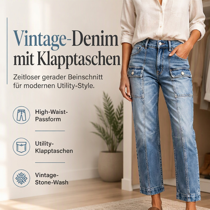 📢📢50%Rabatt!!!🎉✨Hochtaillierte, elastische Jeans mit geradem Bein für Damen