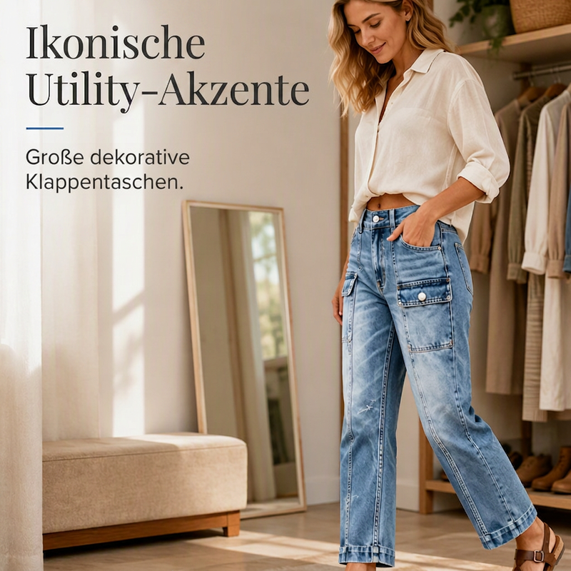 📢📢50%Rabatt!!!🎉✨Hochtaillierte, elastische Jeans mit geradem Bein für Damen