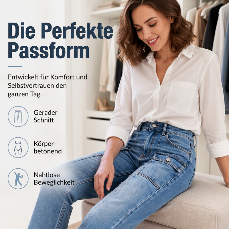 📢📢50%Rabatt!!!🎉✨Hochtaillierte, elastische Jeans mit geradem Bein für Damen