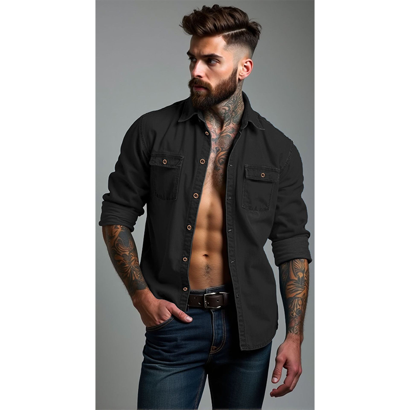 📢📢50%Rabatt!!!🎉✨Jeanshemd für Herren, langärmlig, lässige Knopf-Strickjacke