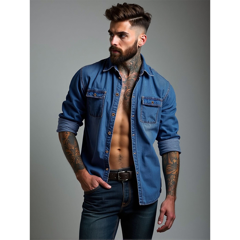 📢📢50%Rabatt!!!🎉✨Jeanshemd für Herren, langärmlig, lässige Knopf-Strickjacke