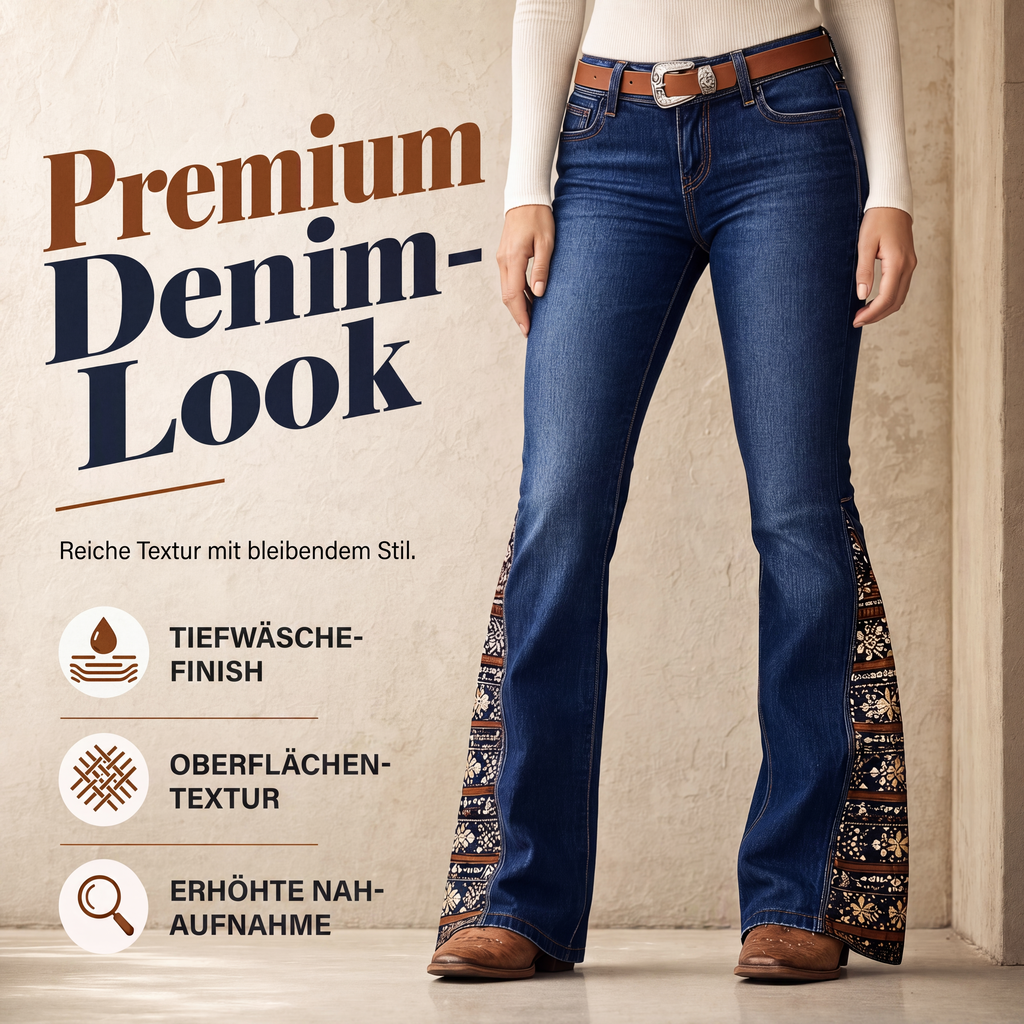 📢📢50%Rabatt!!!🎉✨Boho-bedruckte Retro-Schlagjeans für Damen
