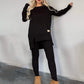 📢📢50%Rabatt!!!🎉✨Zweiteiler aus Sweatshirt mit Schlitz und High-Low-Saum & Bodycon-Hose