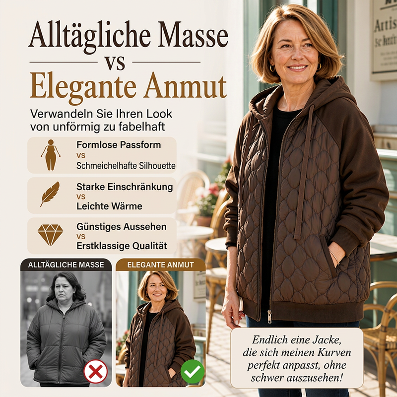 📢📢50%Rabatt!!!🎉✨Damen-Steppjacke mit Kapuze und Einsätzen