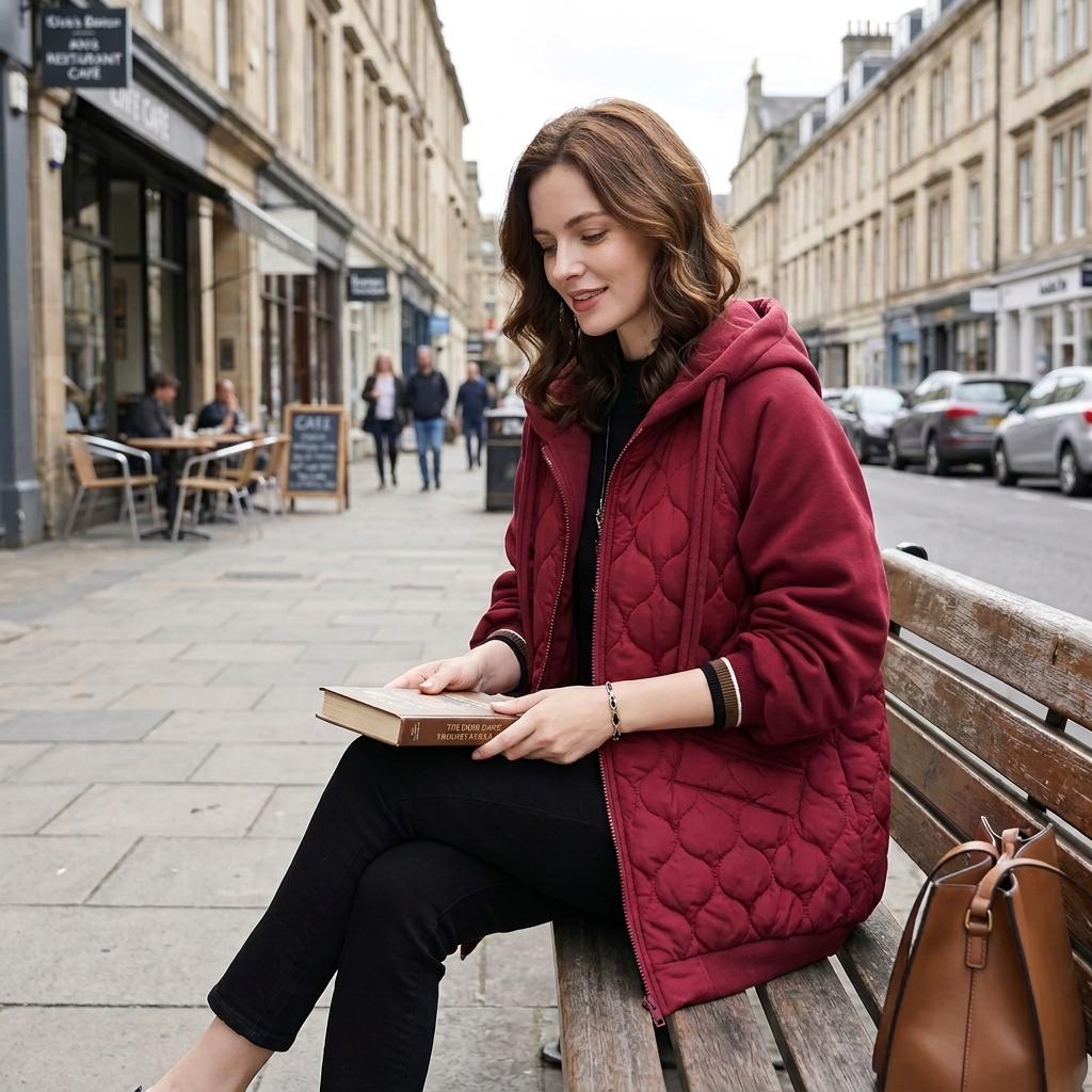 📢📢50%Rabatt!!!🎉✨Damen-Steppjacke mit Kapuze und Einsätzen