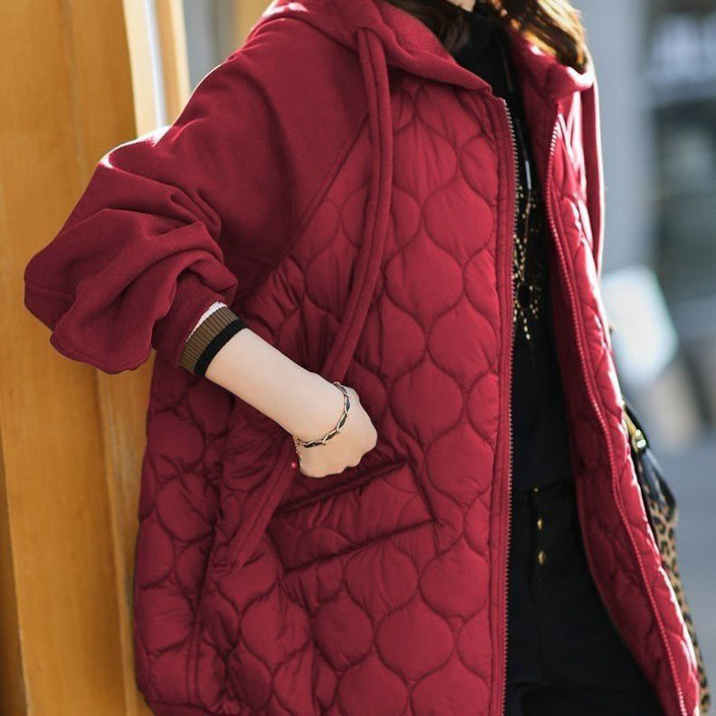 📢📢50%Rabatt!!!🎉✨Damen-Steppjacke mit Kapuze und Einsätzen