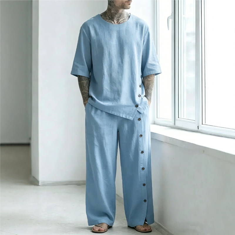 🚀 Neu eingetroffen – 50% Probierpreis!  Zweiteiliges Set mit lässigem Hemd und Hose für Herren