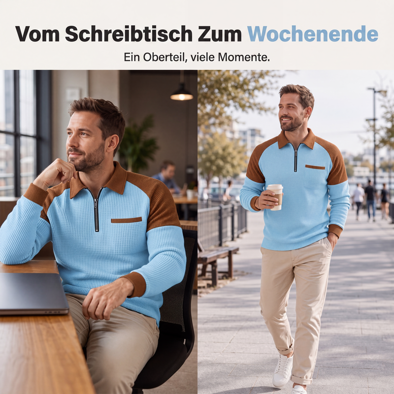 📢📢50%Rabatt!!!🎉✨Herren-Casual-Sweatshirt aus Waffelstrick mit Viertelreißverschluss