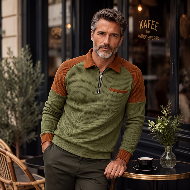 📢📢50%Rabatt!!!🎉✨Herren-Casual-Sweatshirt aus Waffelstrick mit Viertelreißverschluss