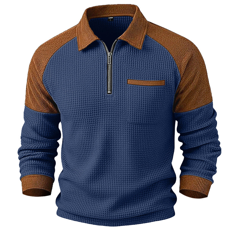 📢📢50%Rabatt!!!🎉✨Herren-Casual-Sweatshirt aus Waffelstrick mit Viertelreißverschluss