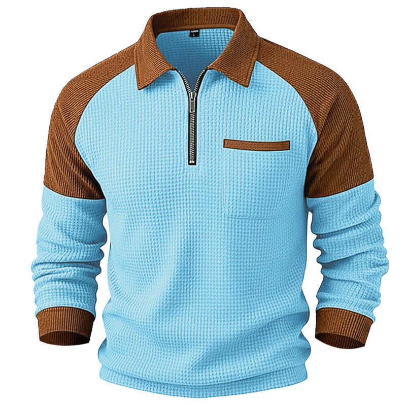 📢📢50%Rabatt!!!🎉✨Herren-Casual-Sweatshirt aus Waffelstrick mit Viertelreißverschluss
