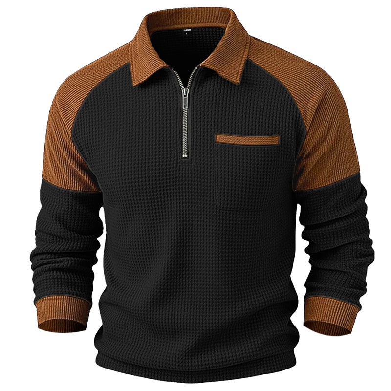 📢📢50%Rabatt!!!🎉✨Herren-Casual-Sweatshirt aus Waffelstrick mit Viertelreißverschluss