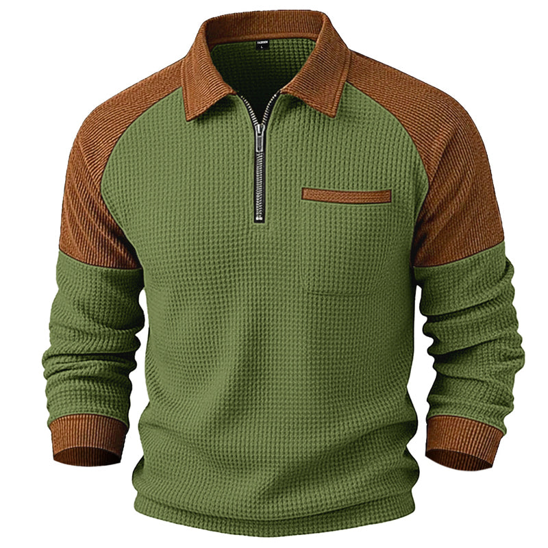📢📢50%Rabatt!!!🎉✨Herren-Casual-Sweatshirt aus Waffelstrick mit Viertelreißverschluss