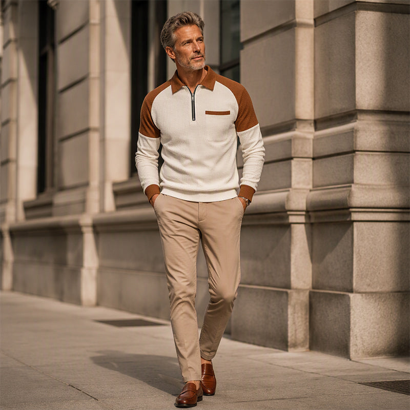 📢📢50%Rabatt!!!🎉✨Herren-Casual-Sweatshirt aus Waffelstrick mit Viertelreißverschluss