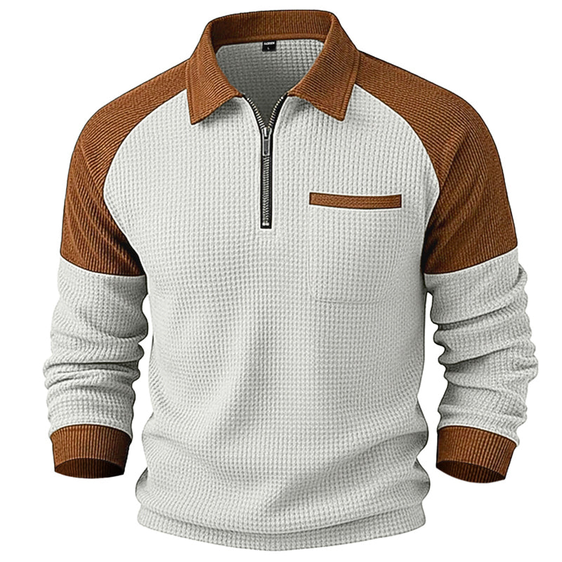 📢📢50%Rabatt!!!🎉✨Herren-Casual-Sweatshirt aus Waffelstrick mit Viertelreißverschluss