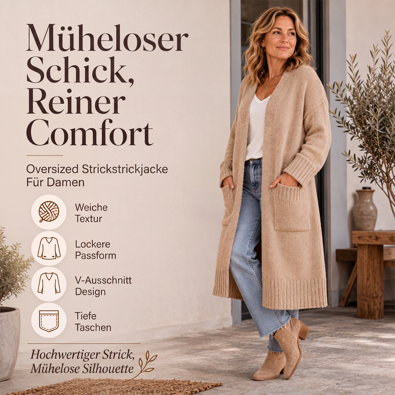 📢📢50%Rabatt!!!🎉✨Lange Strickjacke für Damen mit offenem Vorderteil