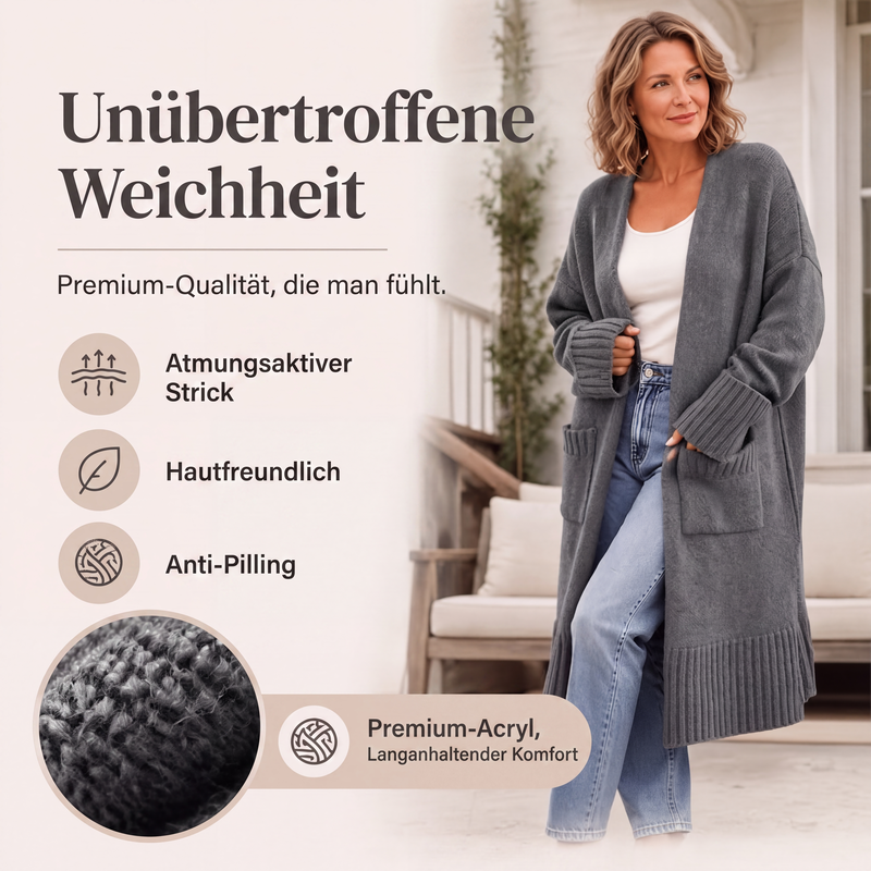 📢📢50%Rabatt!!!🎉✨Lange Strickjacke für Damen mit offenem Vorderteil