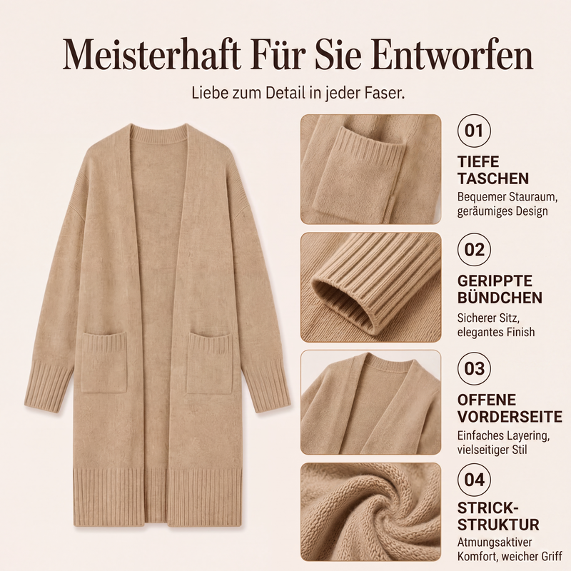 📢📢50%Rabatt!!!🎉✨Lange Strickjacke für Damen mit offenem Vorderteil
