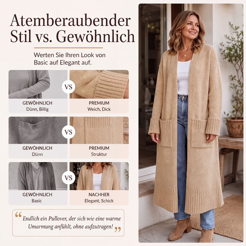 📢📢50%Rabatt!!!🎉✨Lange Strickjacke für Damen mit offenem Vorderteil