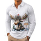 📢📢50%Rabatt!!!🎉✨Herren Langarm-Poloshirt mit Elchdruck