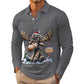 📢📢50%Rabatt!!!🎉✨Herren Langarm-Poloshirt mit Elchdruck