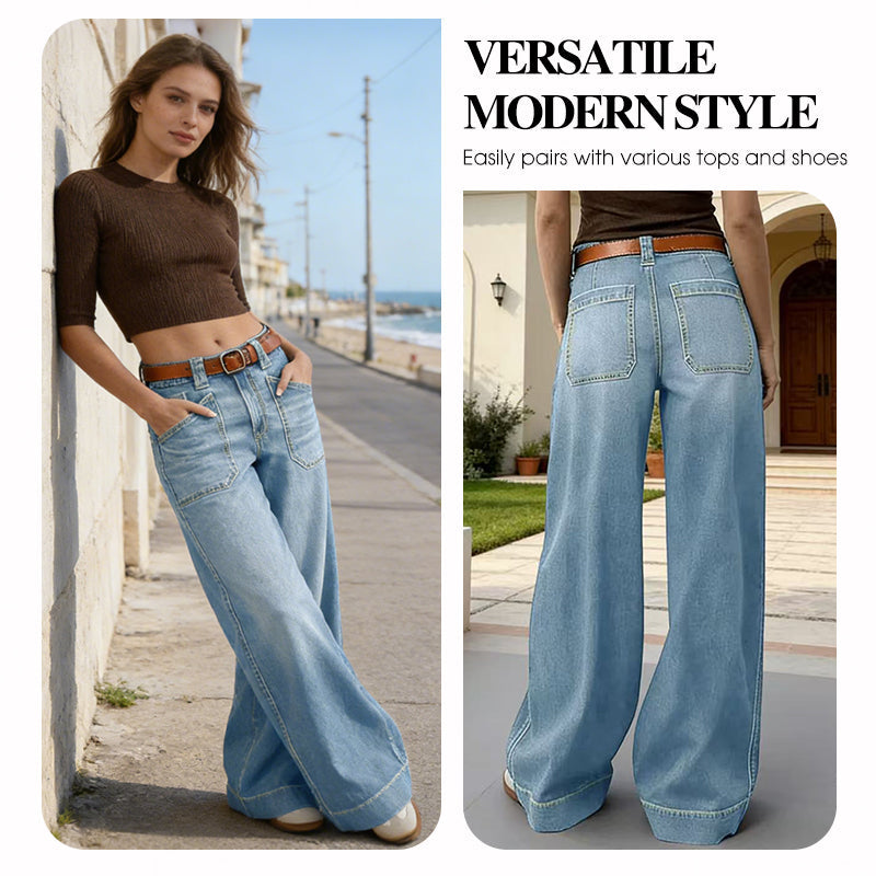 🔥Solange der Vorrat reicht 50 % Rabatt!🎉Damenjeans mit hoher Taille und weitem Bein