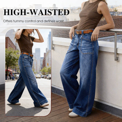 🔥Solange der Vorrat reicht 50 % Rabatt!🎉Damenjeans mit hoher Taille und weitem Bein