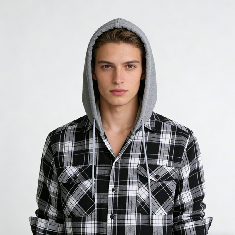 📢📢50%Rabatt!!!🎉✨Karierte Flanell-Hemdjacke mit Kapuze für Herren