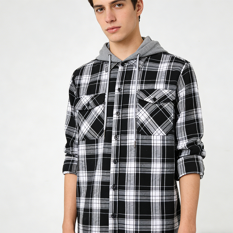 📢📢50%Rabatt!!!🎉✨Karierte Flanell-Hemdjacke mit Kapuze für Herren