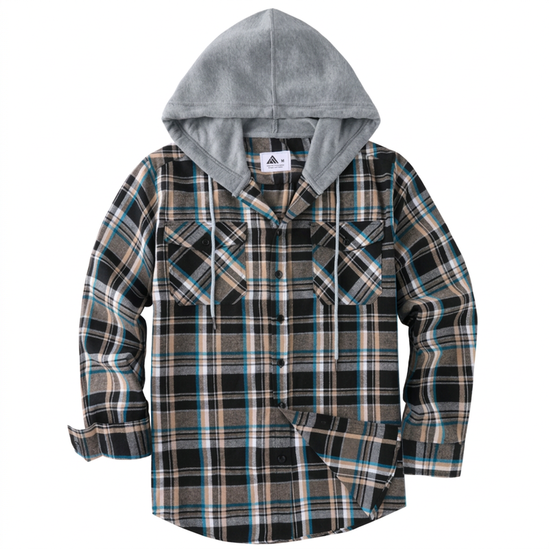 📢📢50%Rabatt!!!🎉✨Karierte Flanell-Hemdjacke mit Kapuze für Herren
