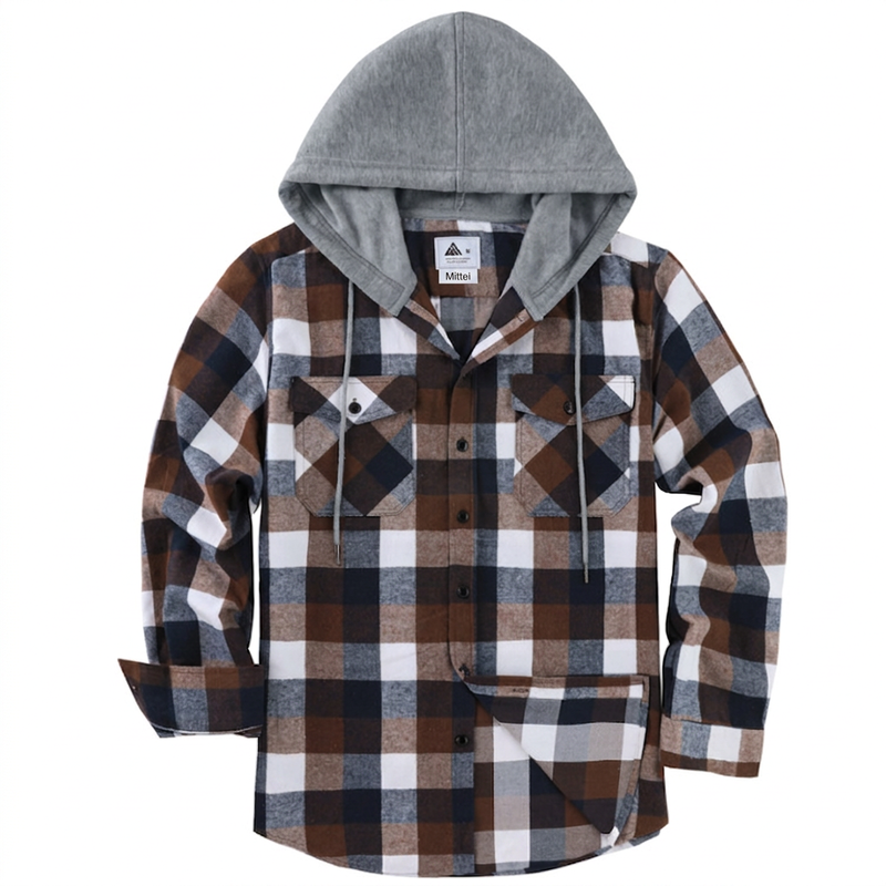 📢📢50%Rabatt!!!🎉✨Karierte Flanell-Hemdjacke mit Kapuze für Herren