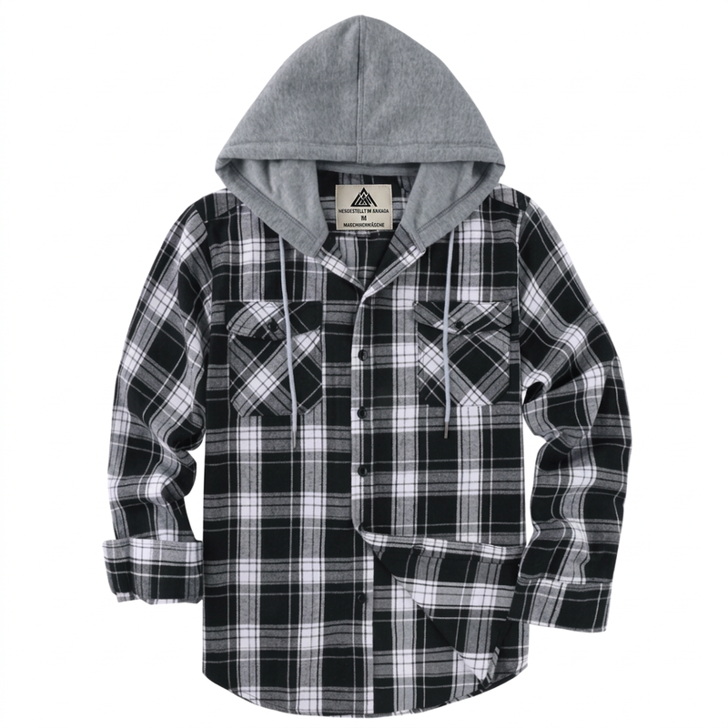 📢📢50%Rabatt!!!🎉✨Karierte Flanell-Hemdjacke mit Kapuze für Herren