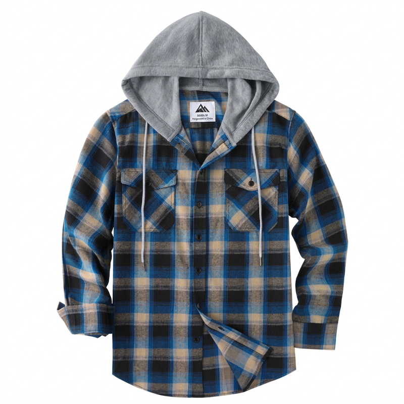 📢📢50%Rabatt!!!🎉✨Karierte Flanell-Hemdjacke mit Kapuze für Herren