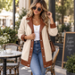 🧥🌸50%Rabatt!!!🛍️✨Damen Plüschjacke mit Revers und Patchwork-Design