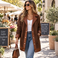 🧥🌸50%Rabatt!!!🛍️✨Damen Plüschjacke mit Revers und Patchwork-Design