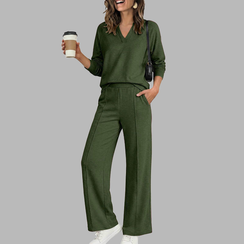 👚🌸50%Rabatt!!!🛍️✨Legeres V-Ausschnitt-Oberteil & Weithosen für Damen