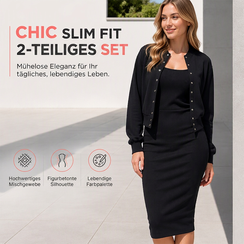 📢📢50%Rabatt!!!🎉✨Elegantes Trägerkleid mit kurzer Jacke für Damen, 2-teiliges Set