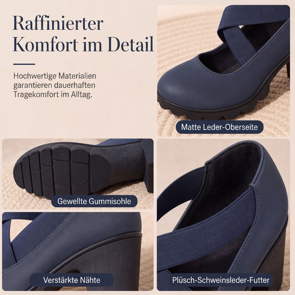 📢📢50%Rabatt!!!🎉✨Mary-Jane-Schuhe für Damen mit runder Spitze, überkreuzten Riemen, Blockabsatz, Plateau und Cut-Out-Ausschnitten, hochhackig