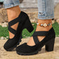 📢📢50%Rabatt!!!🎉✨Mary-Jane-Schuhe für Damen mit runder Spitze, überkreuzten Riemen, Blockabsatz, Plateau und Cut-Out-Ausschnitten, hochhackig