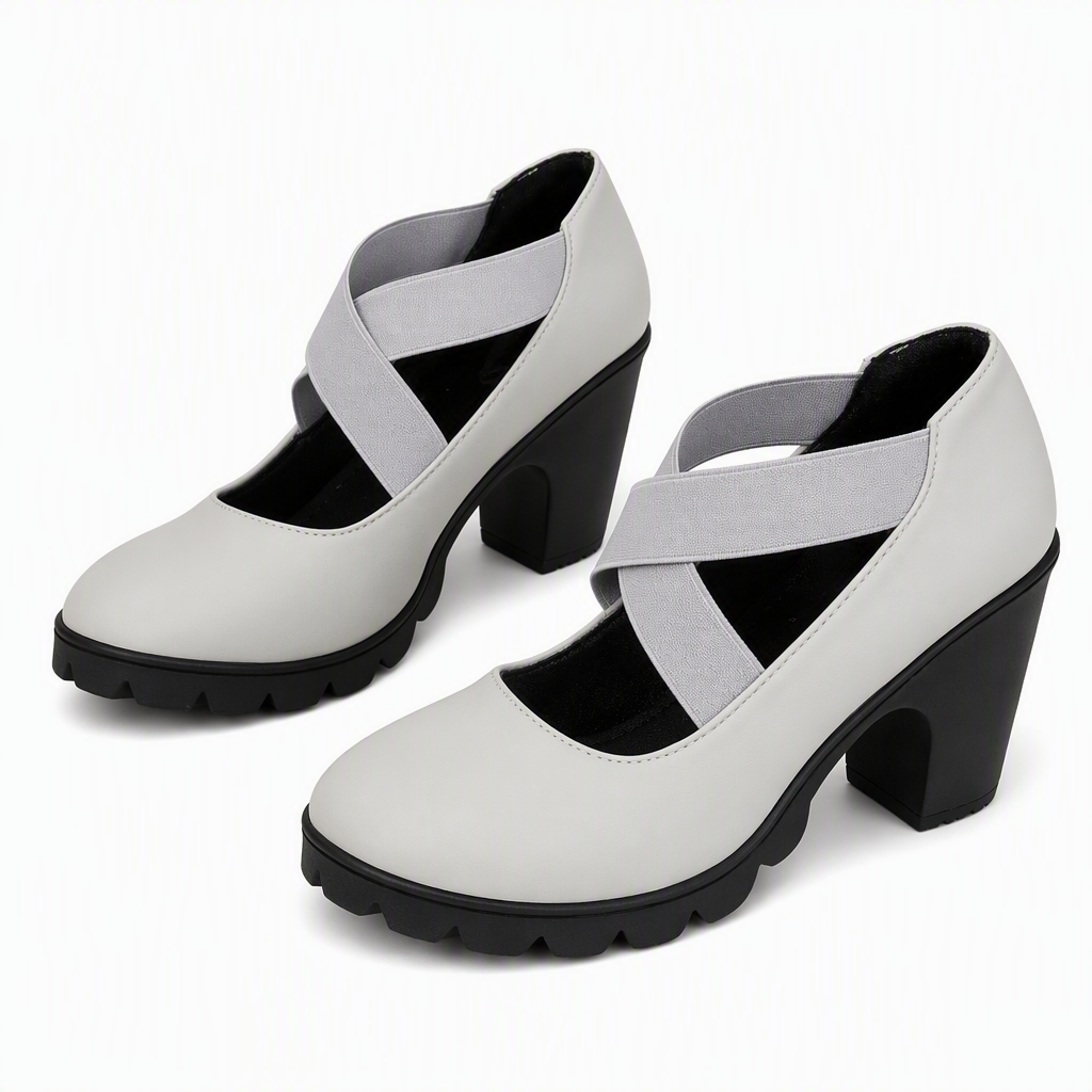 📢📢50%Rabatt!!!🎉✨Mary-Jane-Schuhe für Damen mit runder Spitze, überkreuzten Riemen, Blockabsatz, Plateau und Cut-Out-Ausschnitten, hochhackig