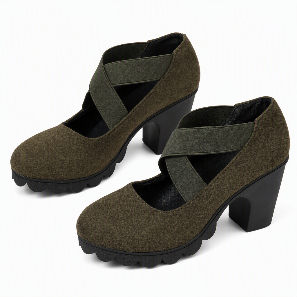 📢📢50%Rabatt!!!🎉✨Mary-Jane-Schuhe für Damen mit runder Spitze, überkreuzten Riemen, Blockabsatz, Plateau und Cut-Out-Ausschnitten, hochhackig
