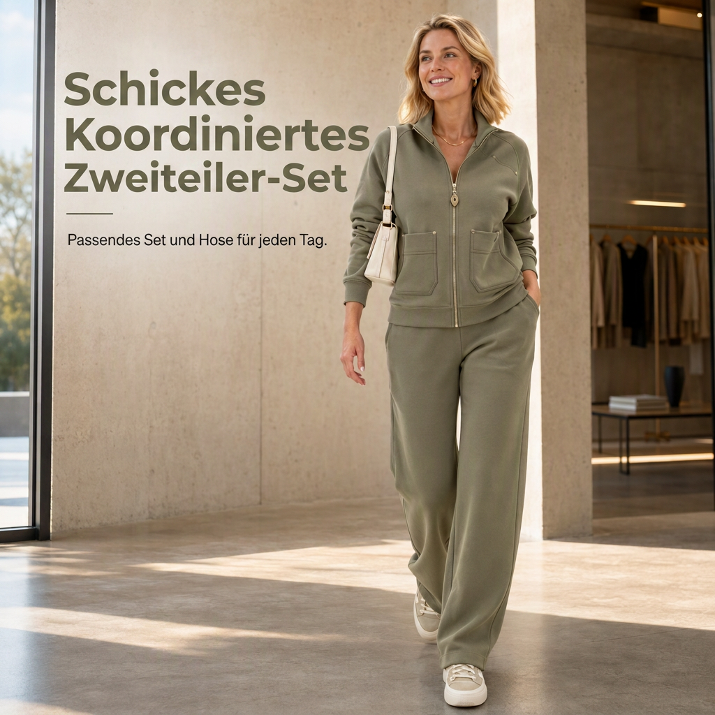 📢📢50%Rabatt!!!🎉✨Schweres zweiteiliges Trainingsanzug-Set für Damen aus Baumwollmischung mit Reißverschluss und weit geschnittenen Hosen