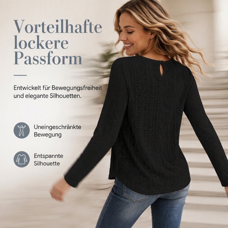 📢📢50%Rabatt!!!🎉✨Langarm-T-Shirt für Damen mit Spitzen-Applikationen