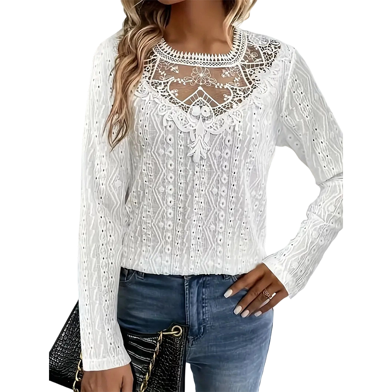 📢📢50%Rabatt!!!🎉✨Langarm-T-Shirt für Damen mit Spitzen-Applikationen