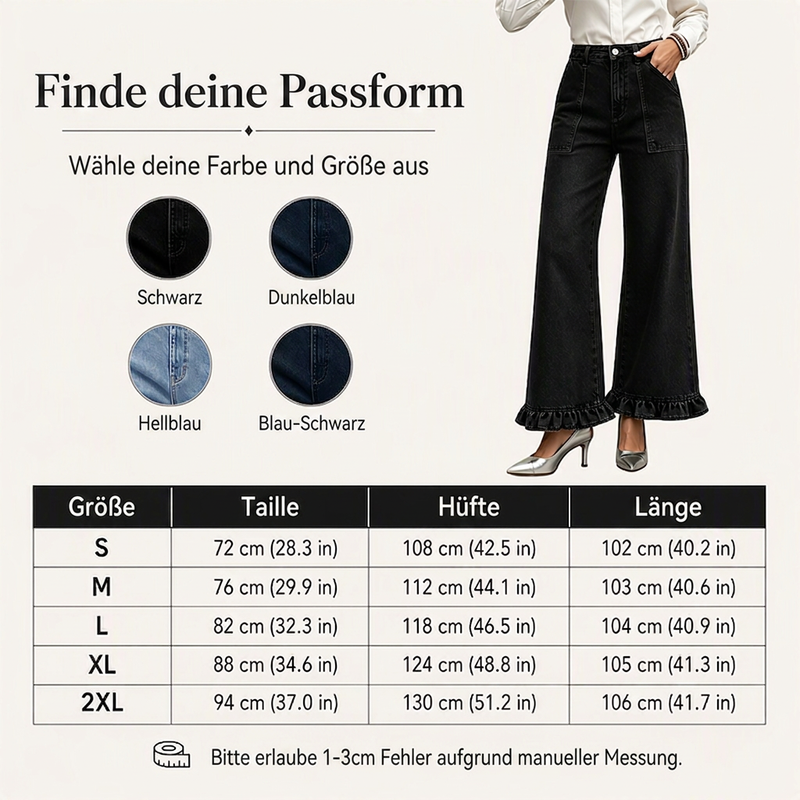 📢📢50%Rabatt!!!🎉✨Elegante Jeans mit geradem Bein und gerüschtem Saum für Damen