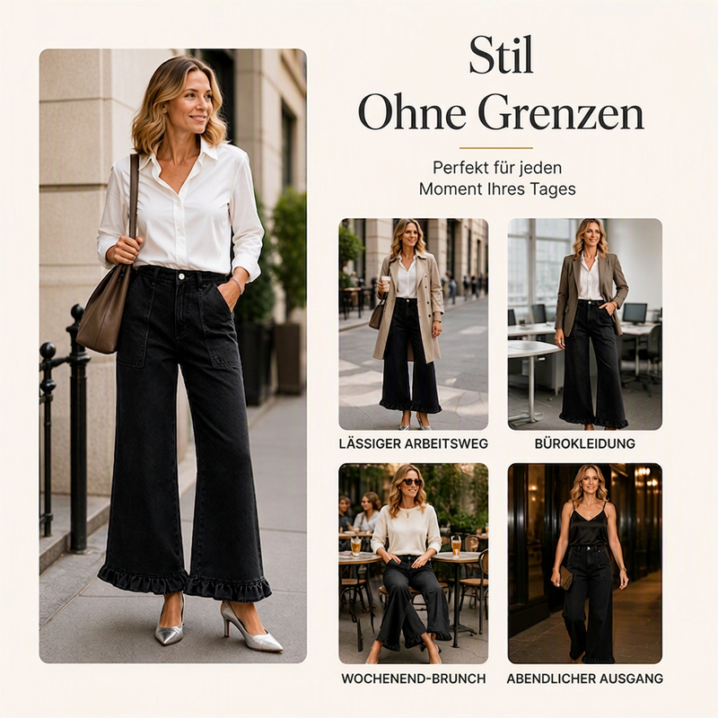 📢📢50%Rabatt!!!🎉✨Elegante Jeans mit geradem Bein und gerüschtem Saum für Damen