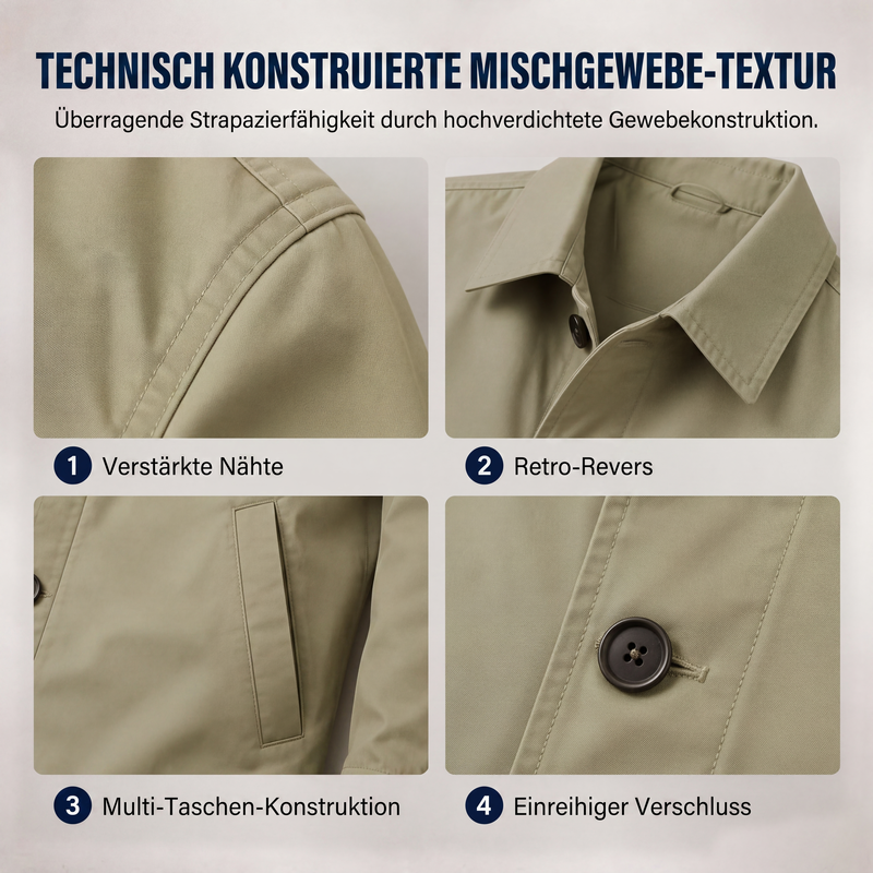 📢📢50%Rabatt!!!🎉✨Wasserdichter mittellanger Trenchcoat für Herren
