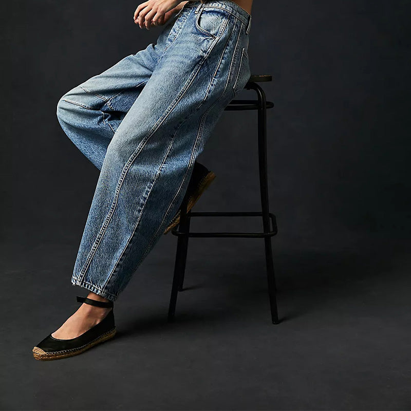 📢📢50%Rabatt!!!🎉✨Damen Retro-Mid-Rise-geschwungene Weitbein-Jeans
