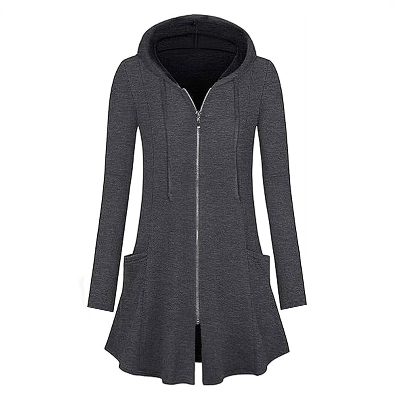 📢📢50%Rabatt!!!🎉✨Damen Kapuzenjacke mit Reißverschluss, mittellang