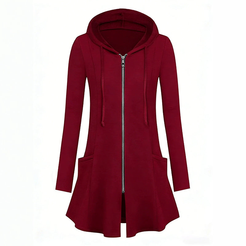 📢📢50%Rabatt!!!🎉✨Damen Kapuzenjacke mit Reißverschluss, mittellang